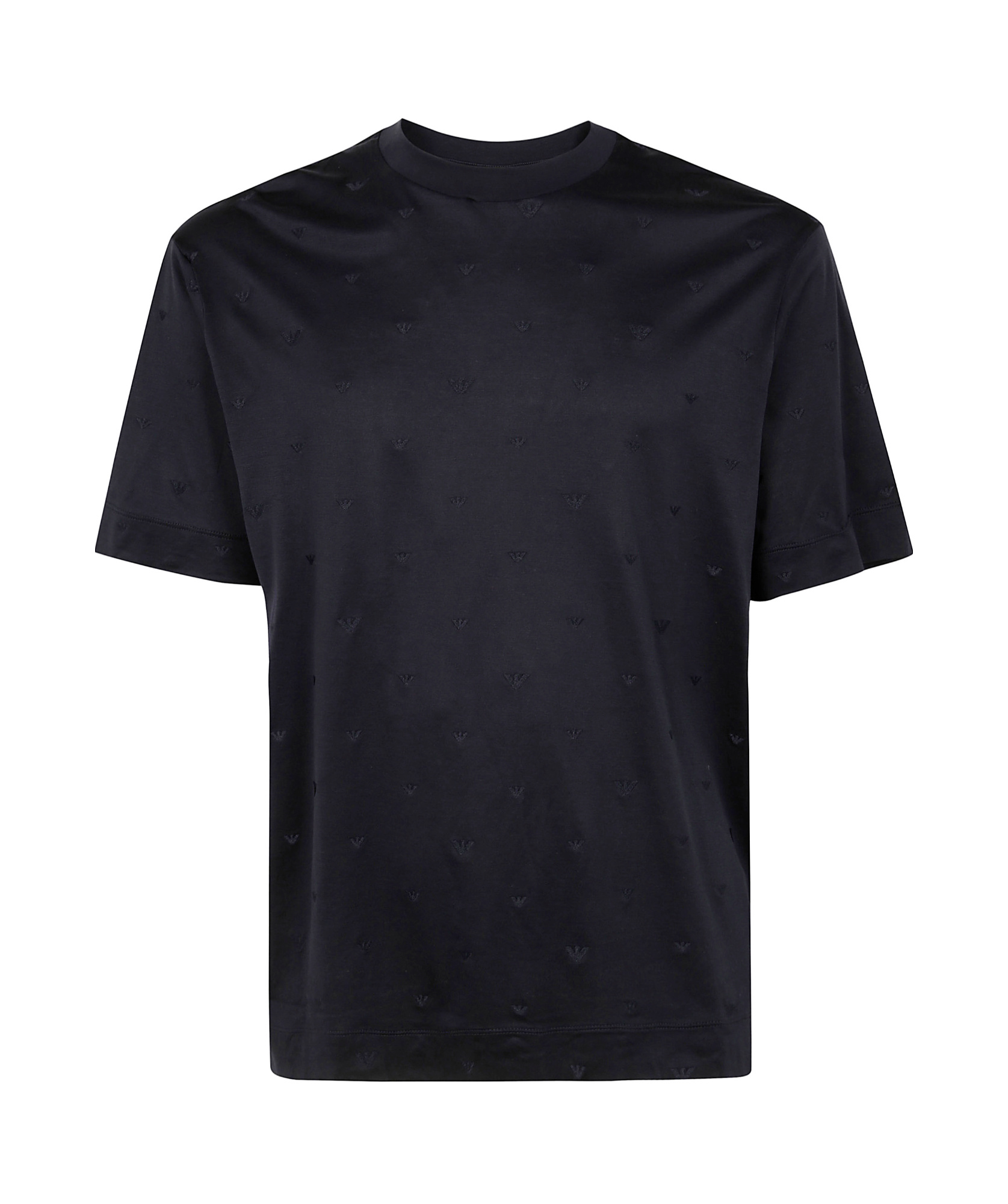 Emporio Armani Logo-embroidered Crewneck T-shirt In Black
