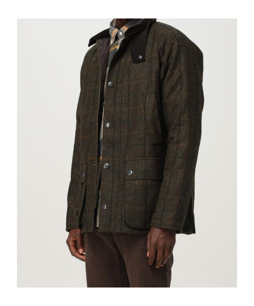 Barbour Bedale Check Wool Jacket In Green
