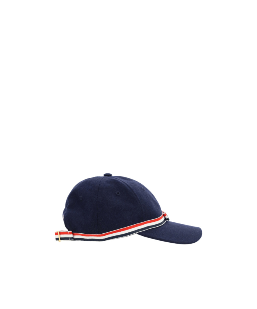 Thom Browne Gg Bow Baseball Cap In Wool Flannel Accessories In Blue