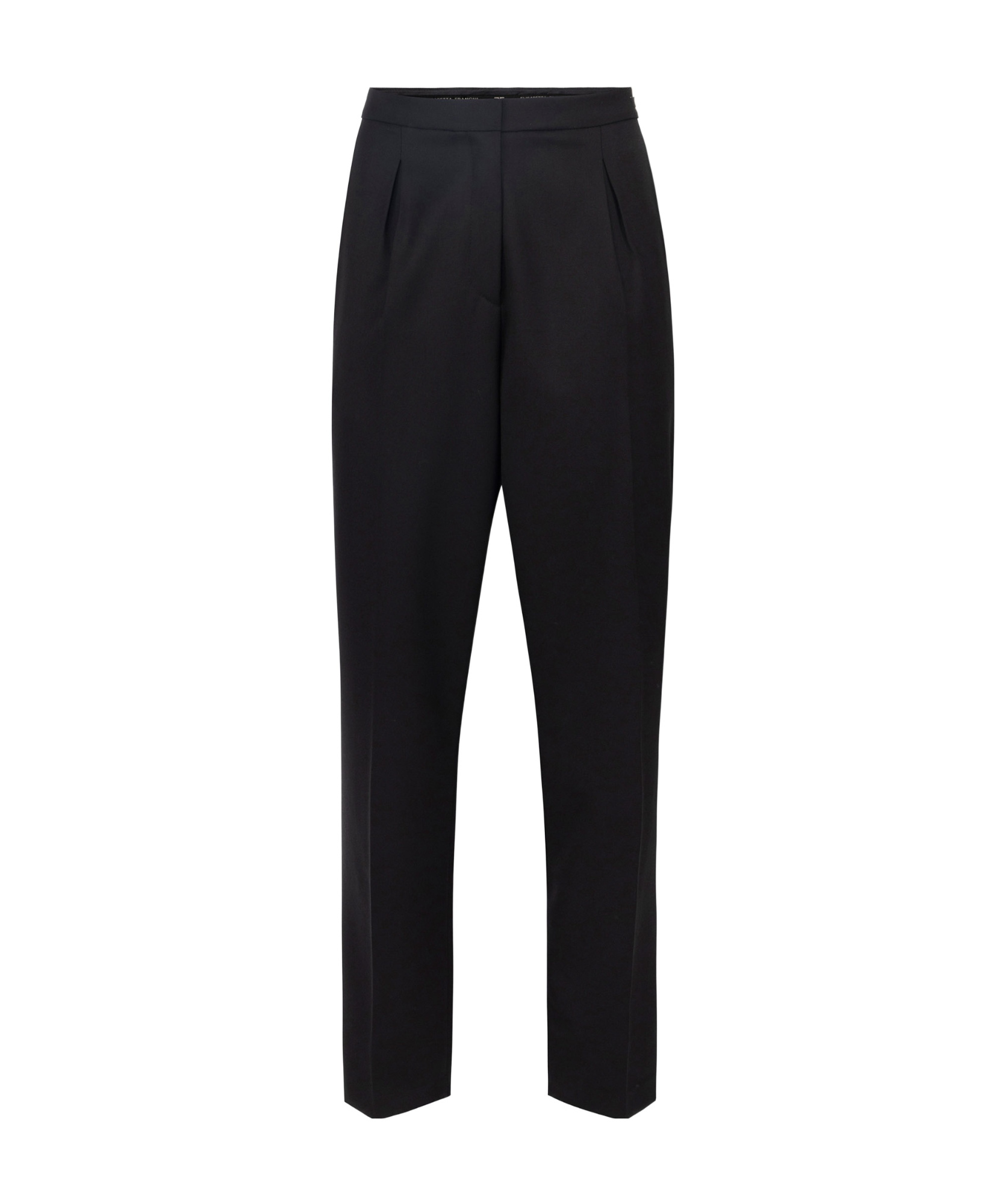Elisabetta Franchi Straight Virgin Wool Trousers In Black