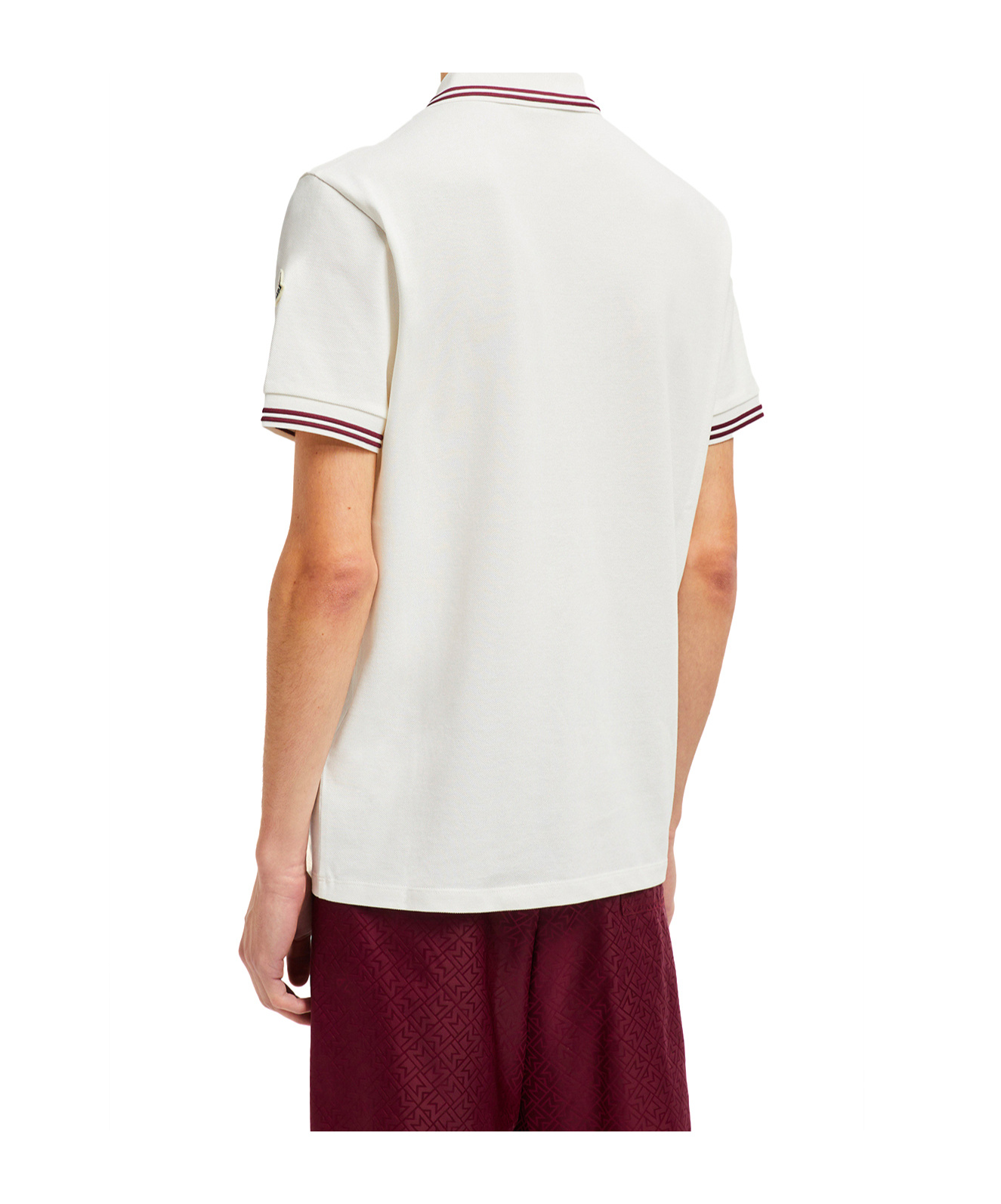 Moncler Striped Trim Polo Shirt In White