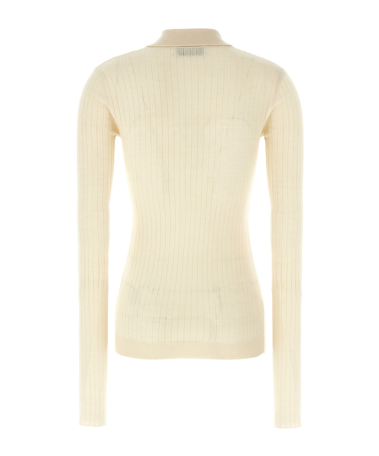 Attico Long-sleeved Polo Sweater In Nude