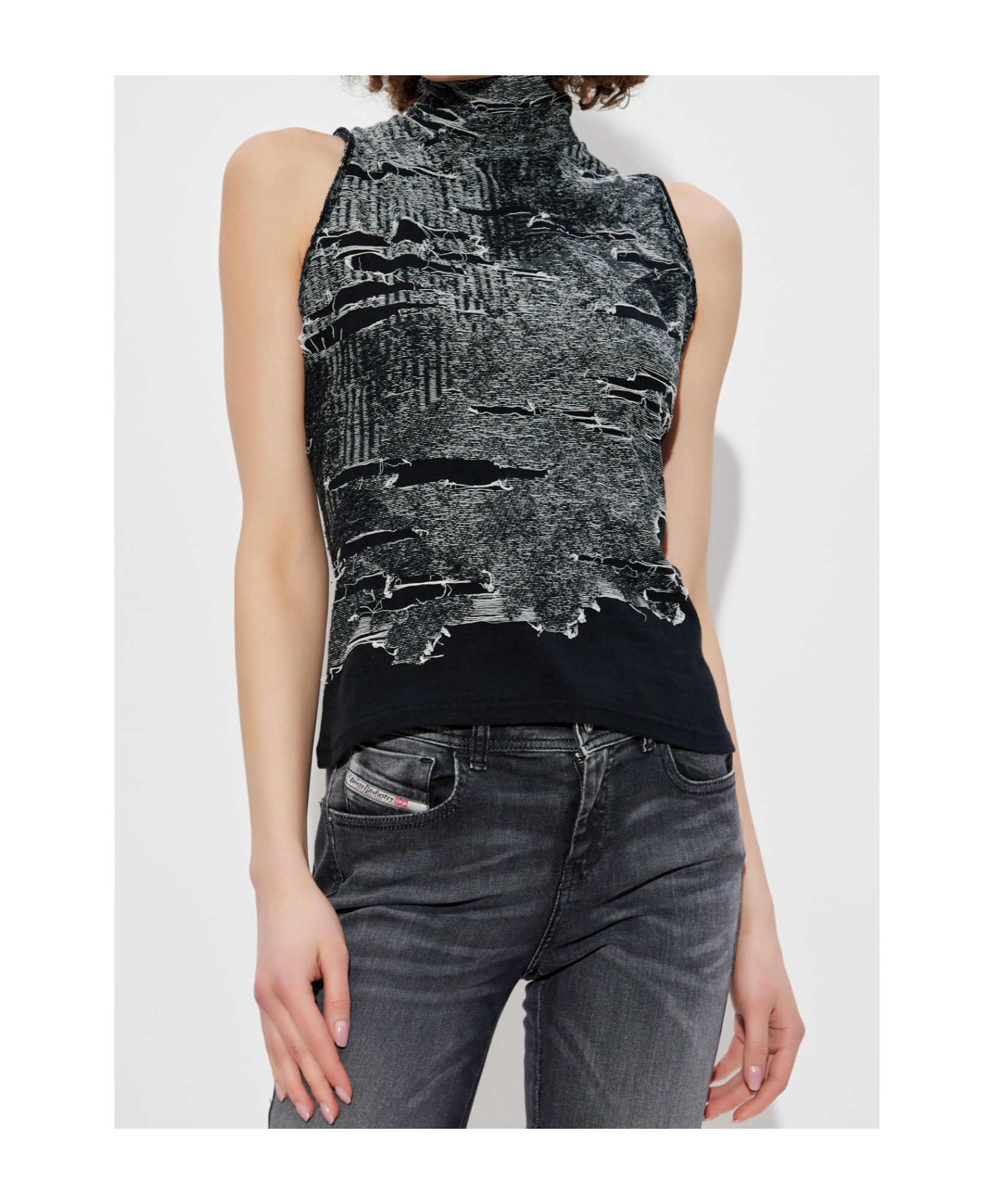 Diesel High-necked Vest In Black