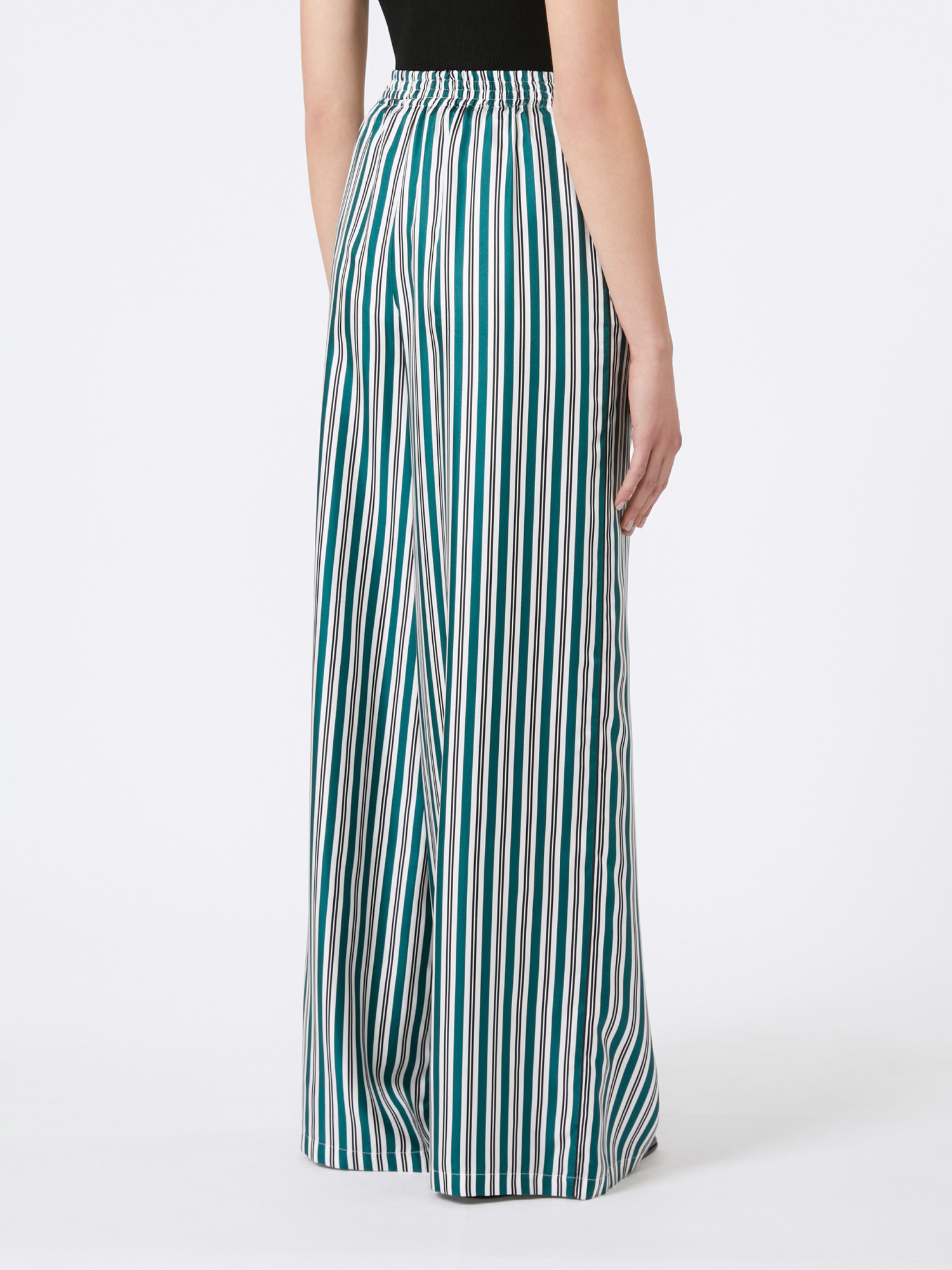 Max Mara Ladino Striped Wide-leg Silk Twill Pants