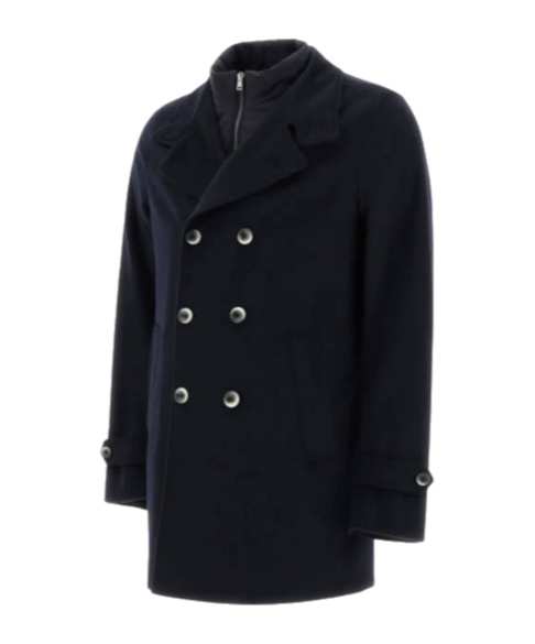 Herno Long-sleeved Spliced Coat In Black