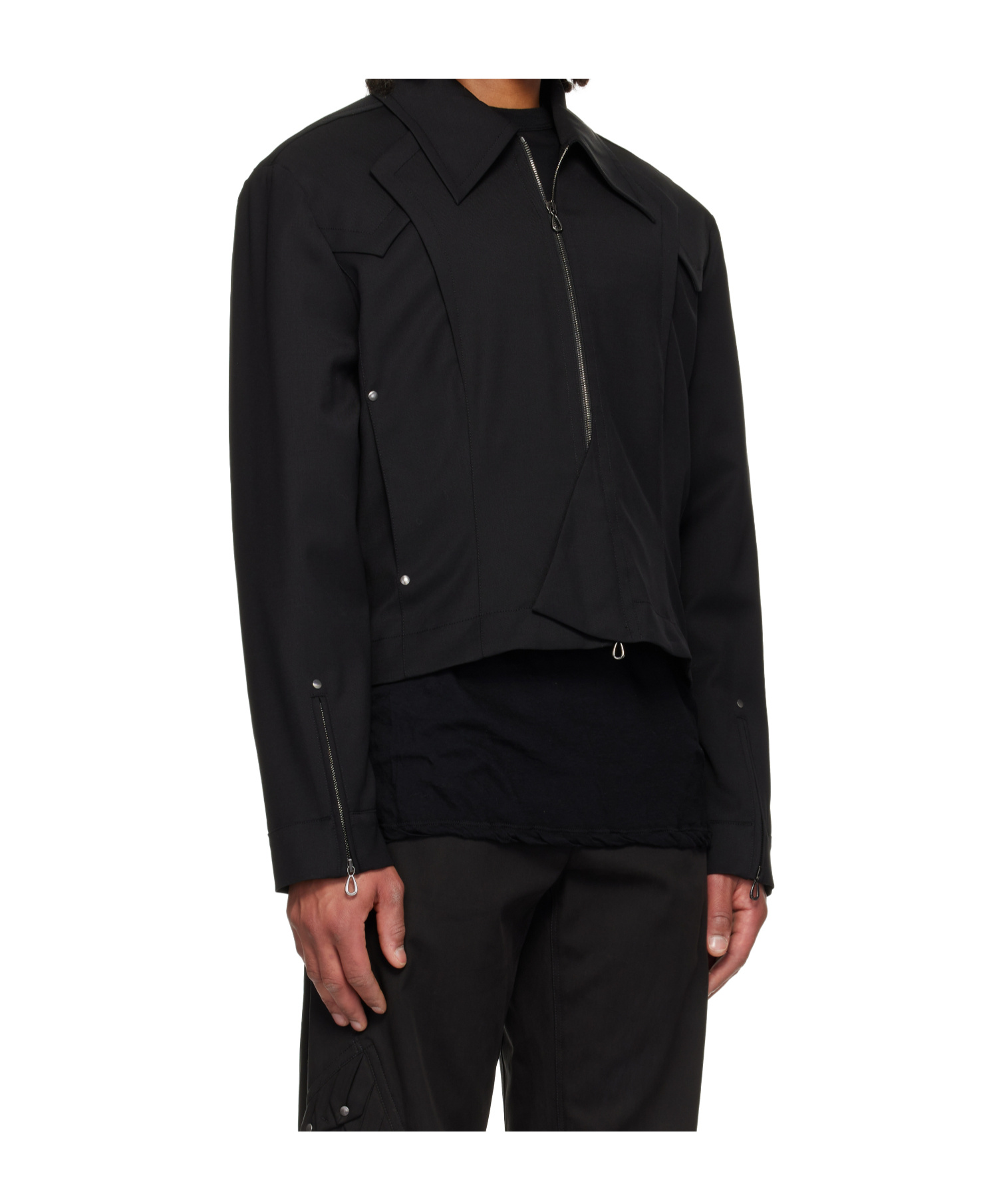 Kiko Kostadinov Kraner Cropped Blouson Jacket In Black