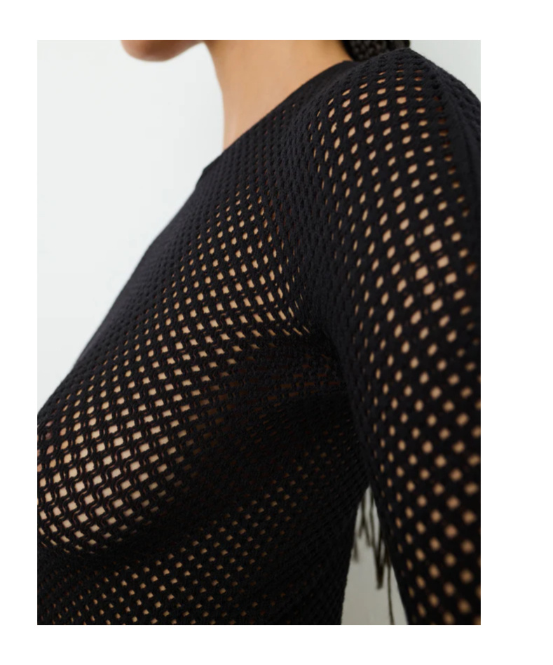 Wardrobe.nyc Long-sleeved Mesh Bodysuit In Black