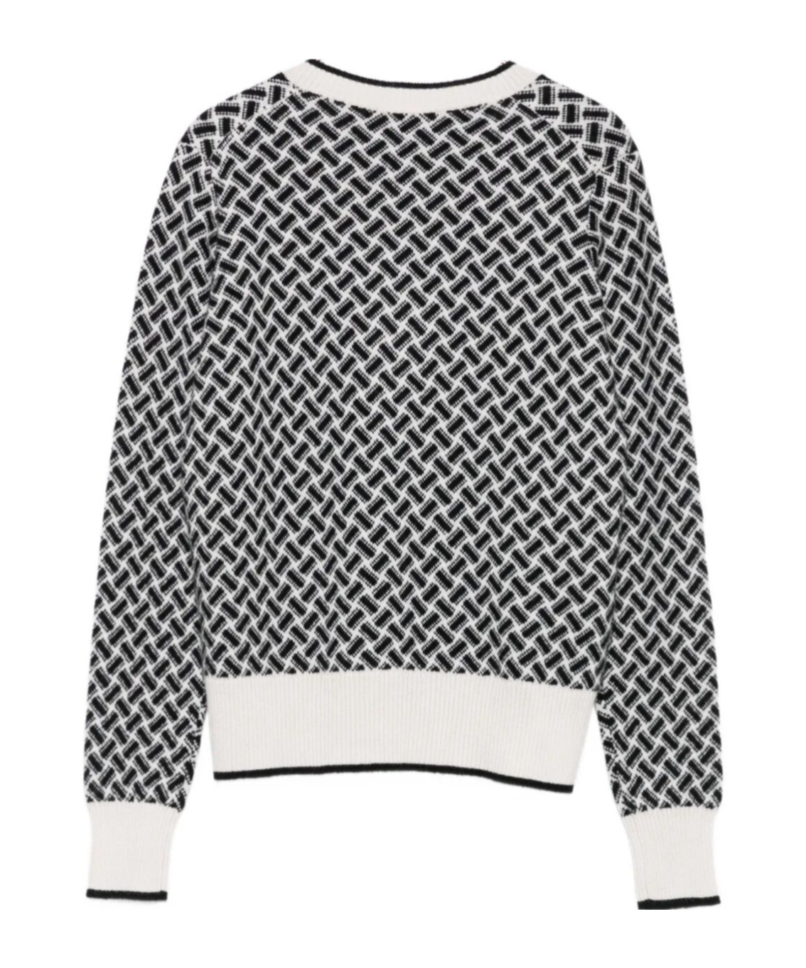 Drumohr Geometric-pattern V-neck Cashmere Sweater In Black