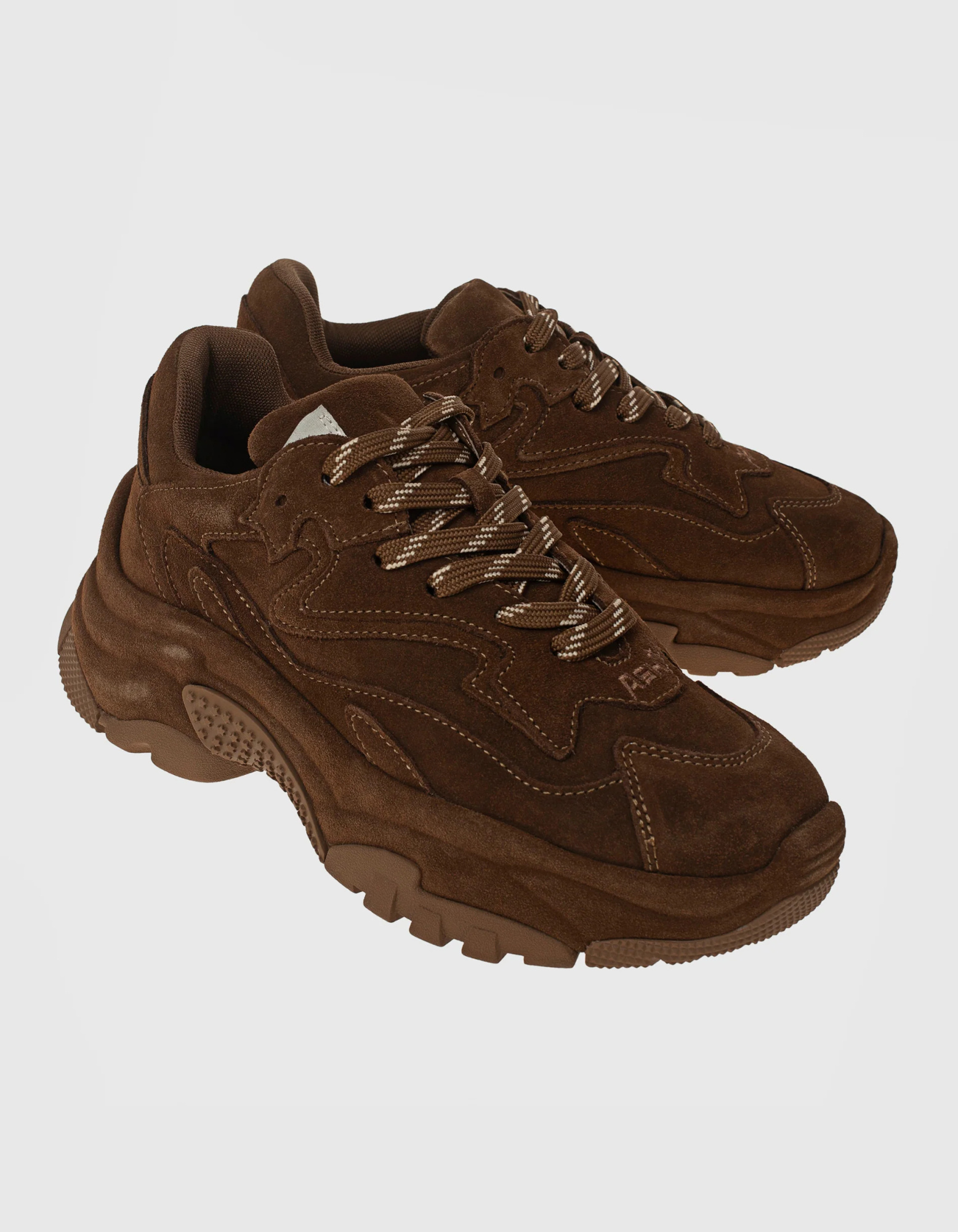 Ash Suede Sneakers With Chunky Sole And Round Toe In Brown