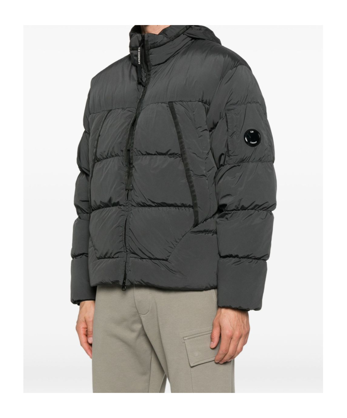 C.p. Company Nycra Quilted Puffer Jacket With High Collar In Gray