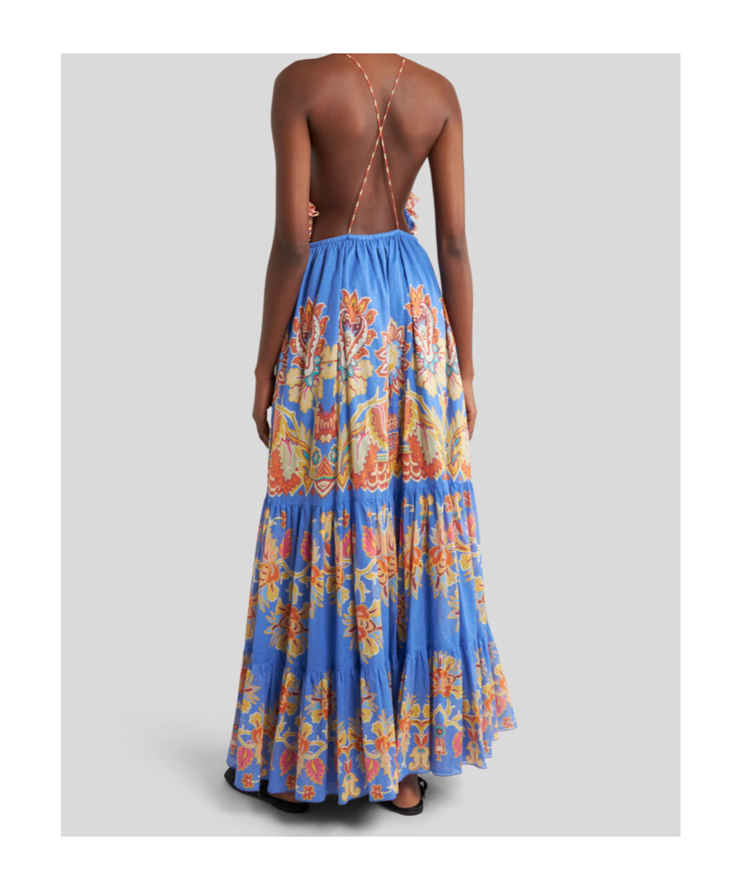 Etro Printed Open-back Cotton Voile Maxi Dress