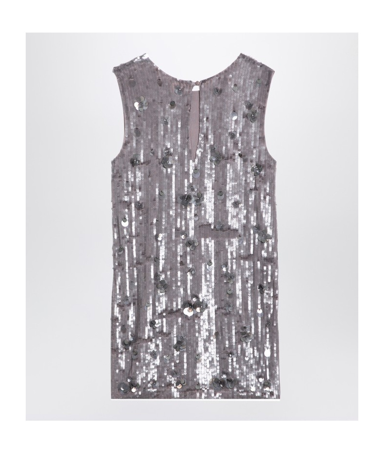 P.a.r.o.s.h Mélange Micro Sequined Mini Dress In Gray