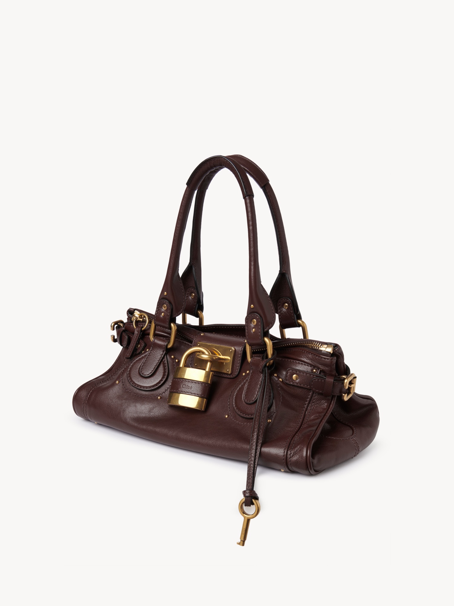 Chloé Paddington Grained Leather Bag In Red