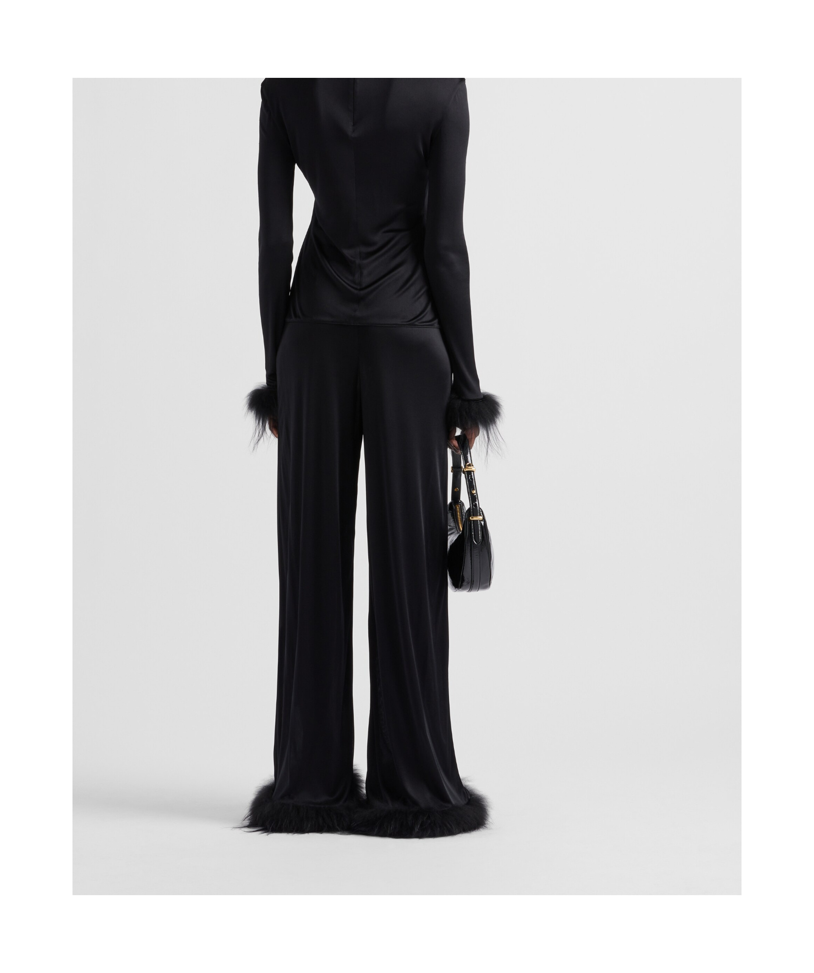 PRADA PRADA TRIANGLE LOGO WIDE-LEG TROUSERS