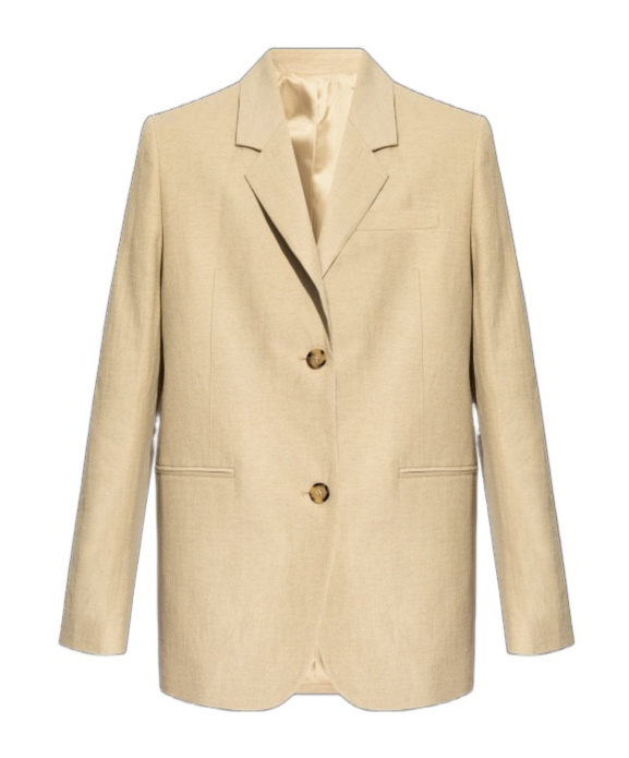 Totême Single-breasted Linen-blend Blazer In Nude