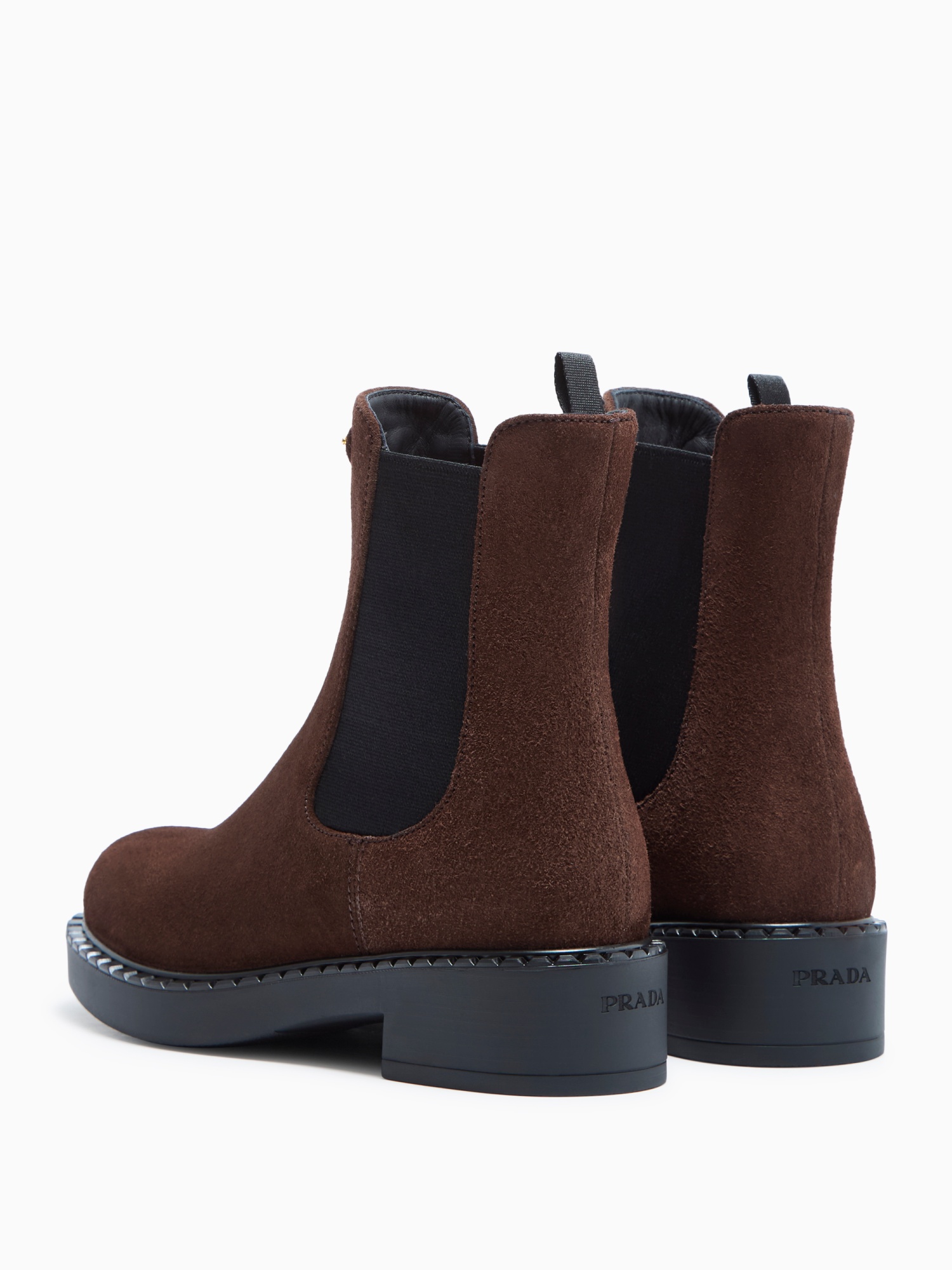Prada Suede Chelsea Boots In Brown