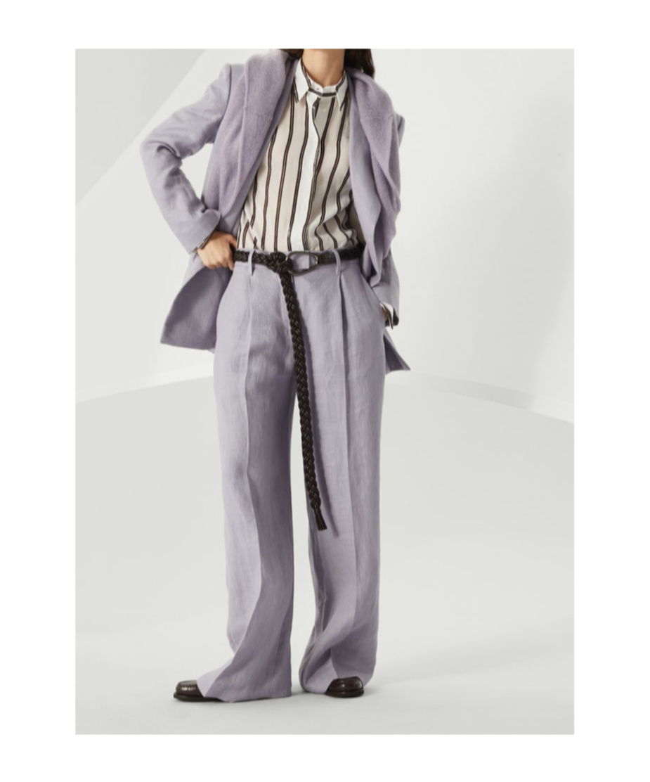Brunello Cucinelli Loose Pleated Trousers In Gray