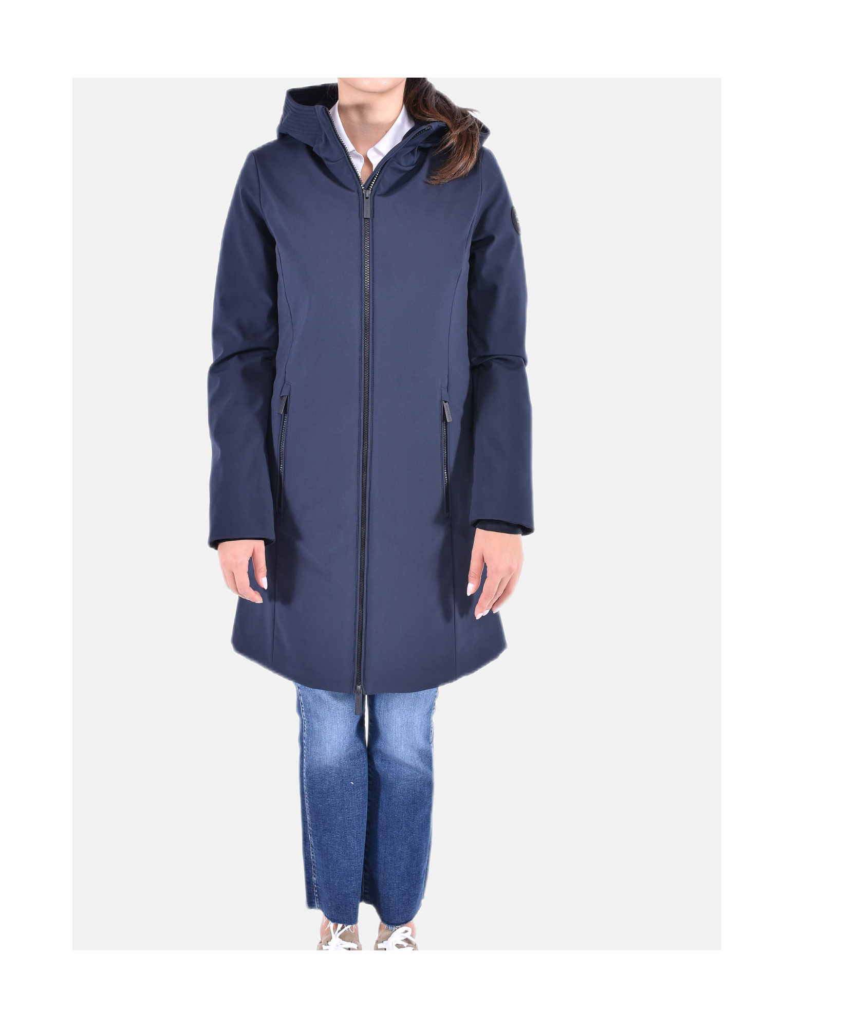 Woolrich Hooded Long Sleeve Quilted Parka Coat In Blue