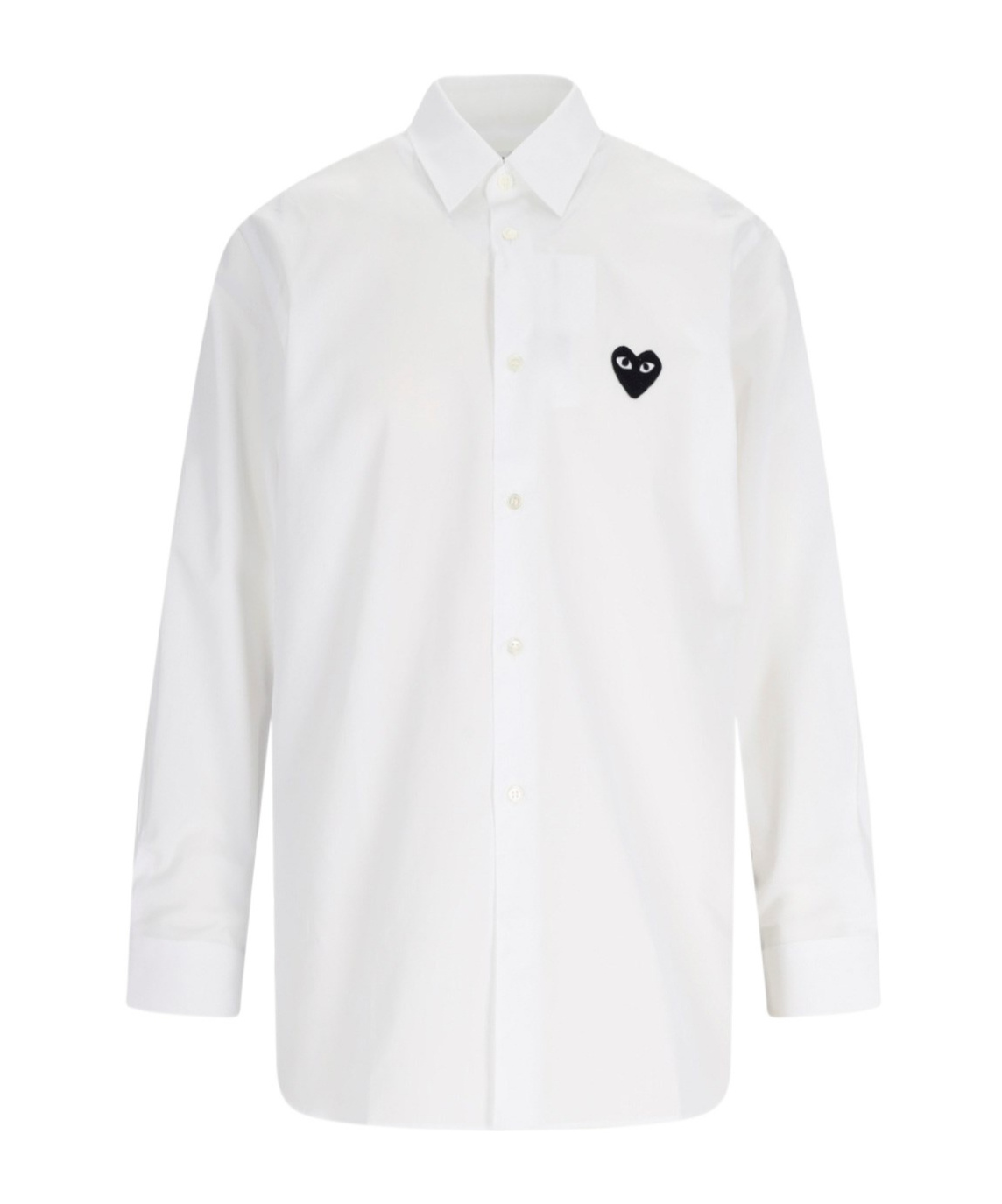 Comme Des Garçons Play Heart-patch Poplin Shirt In White