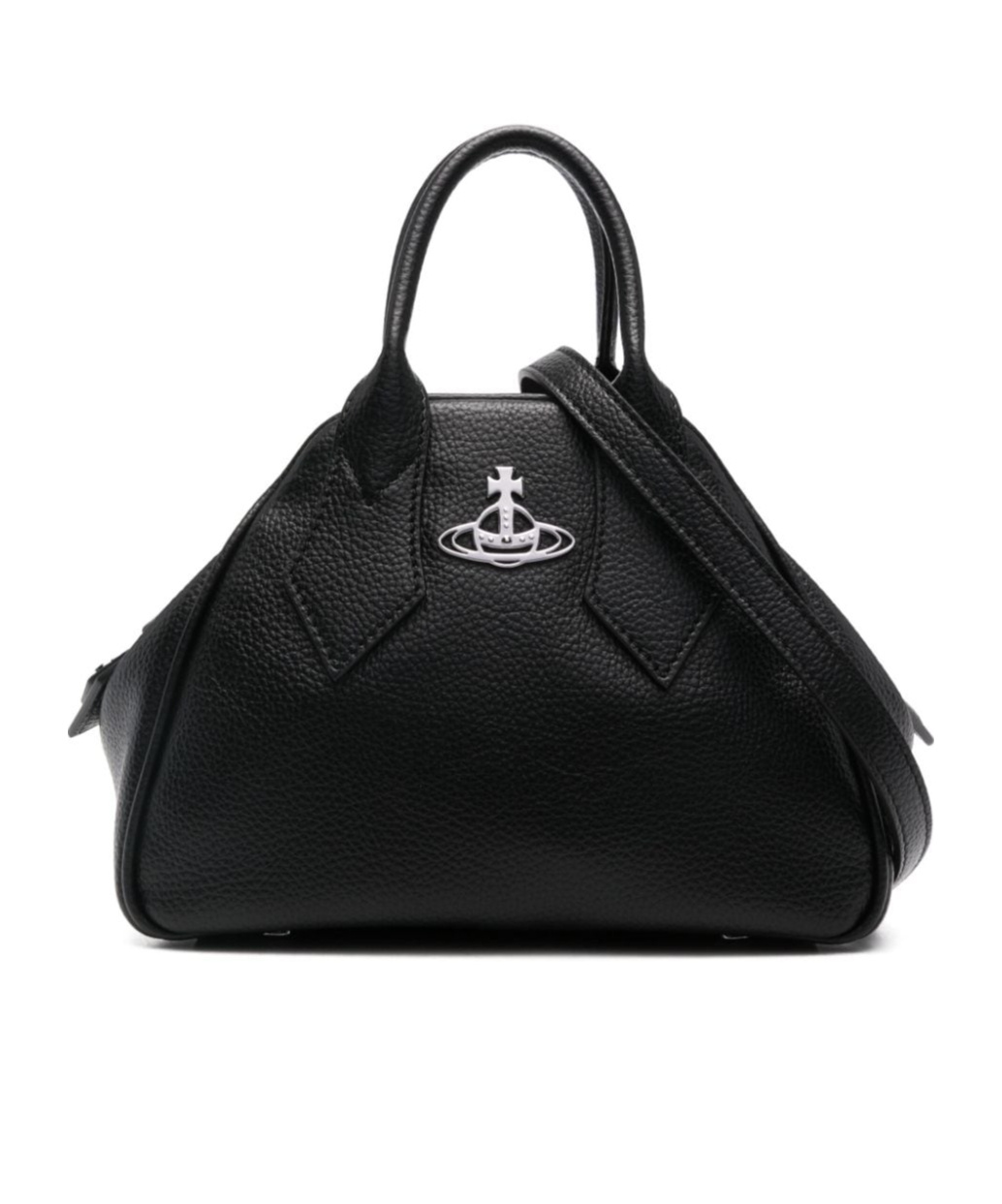 Vivienne Westwood Textured Pebbled Shoulder Bag With Adjustable Strap In Black