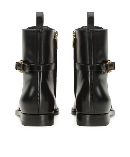 Sergio Rossi Round Toe Ankle Boots With Gold Hardware In Black