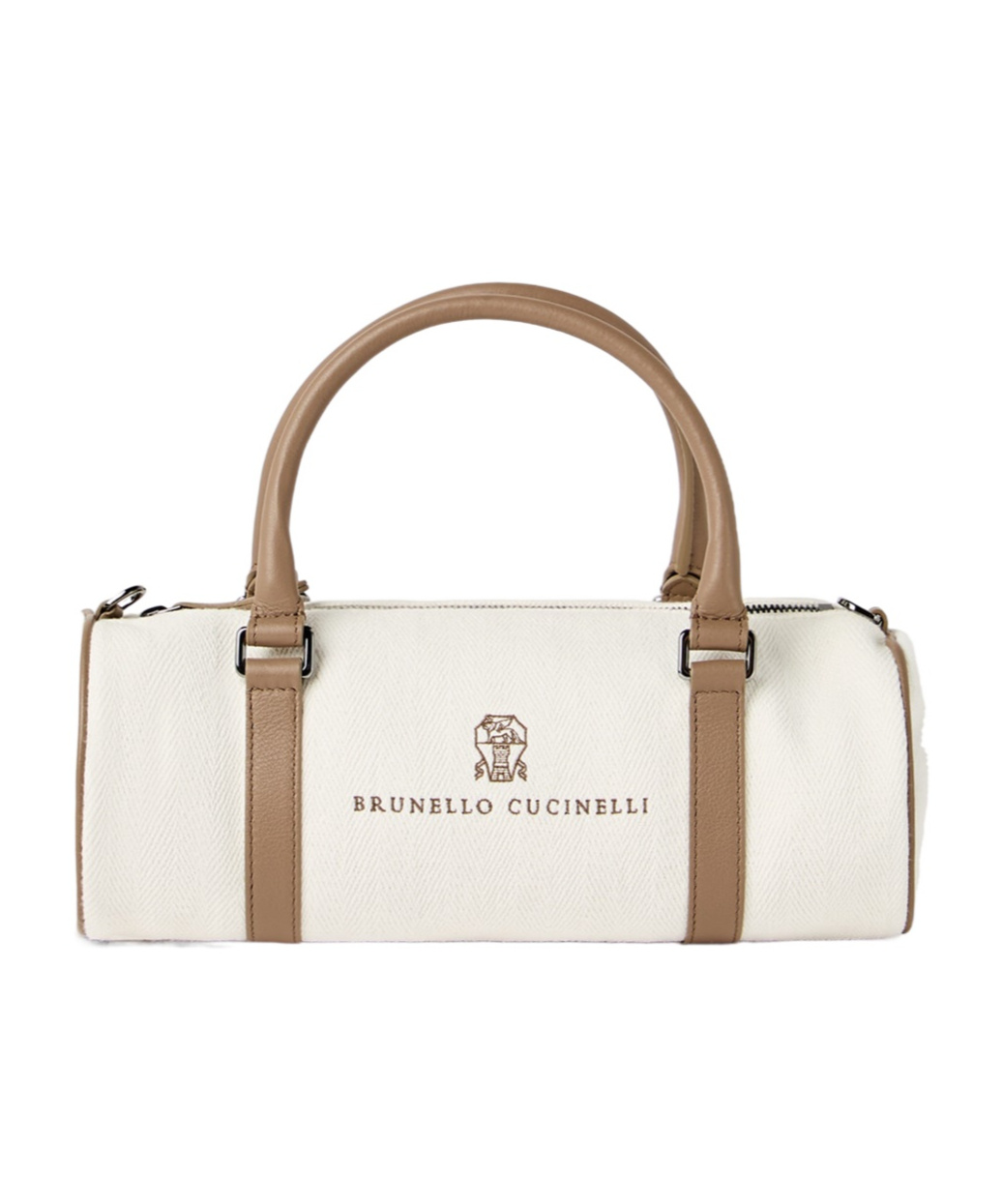Brunello Cucinelli Barrel Tote Bag In White