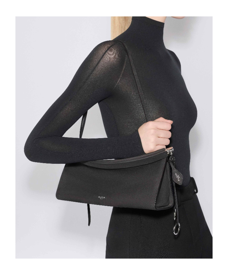 Alaïa Anthracite Gray Nubuck Medium Le Click East West Bag In Gray