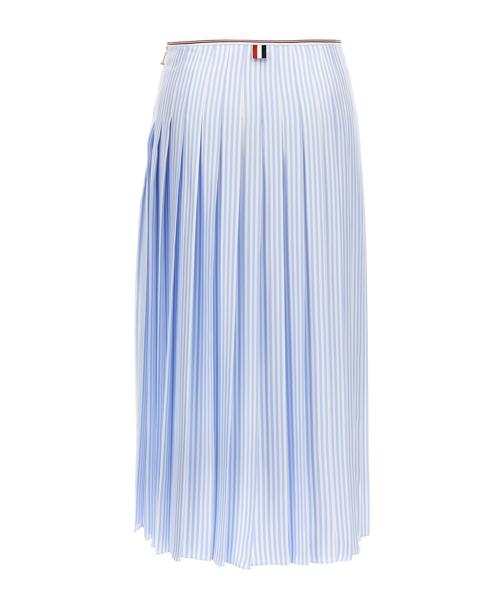 Thom Browne Awning Striped Poplin Funmix Pleated Skirt In Blue
