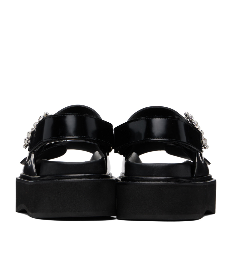 Simone Rocha Beaded Detail Flat Sandals In Black