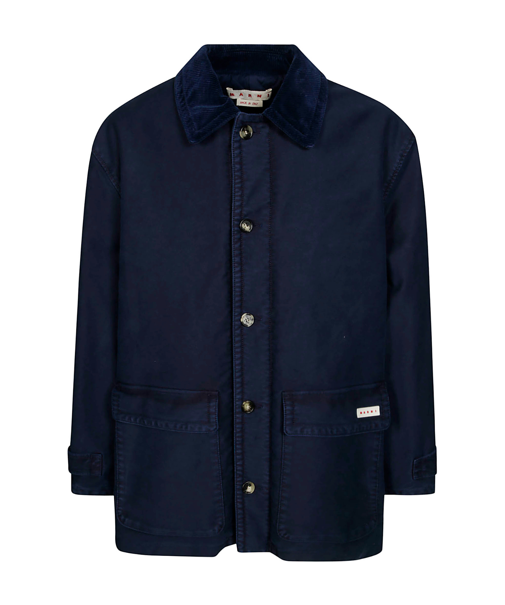 Marni Logo Patch Buttoned Coat In Black