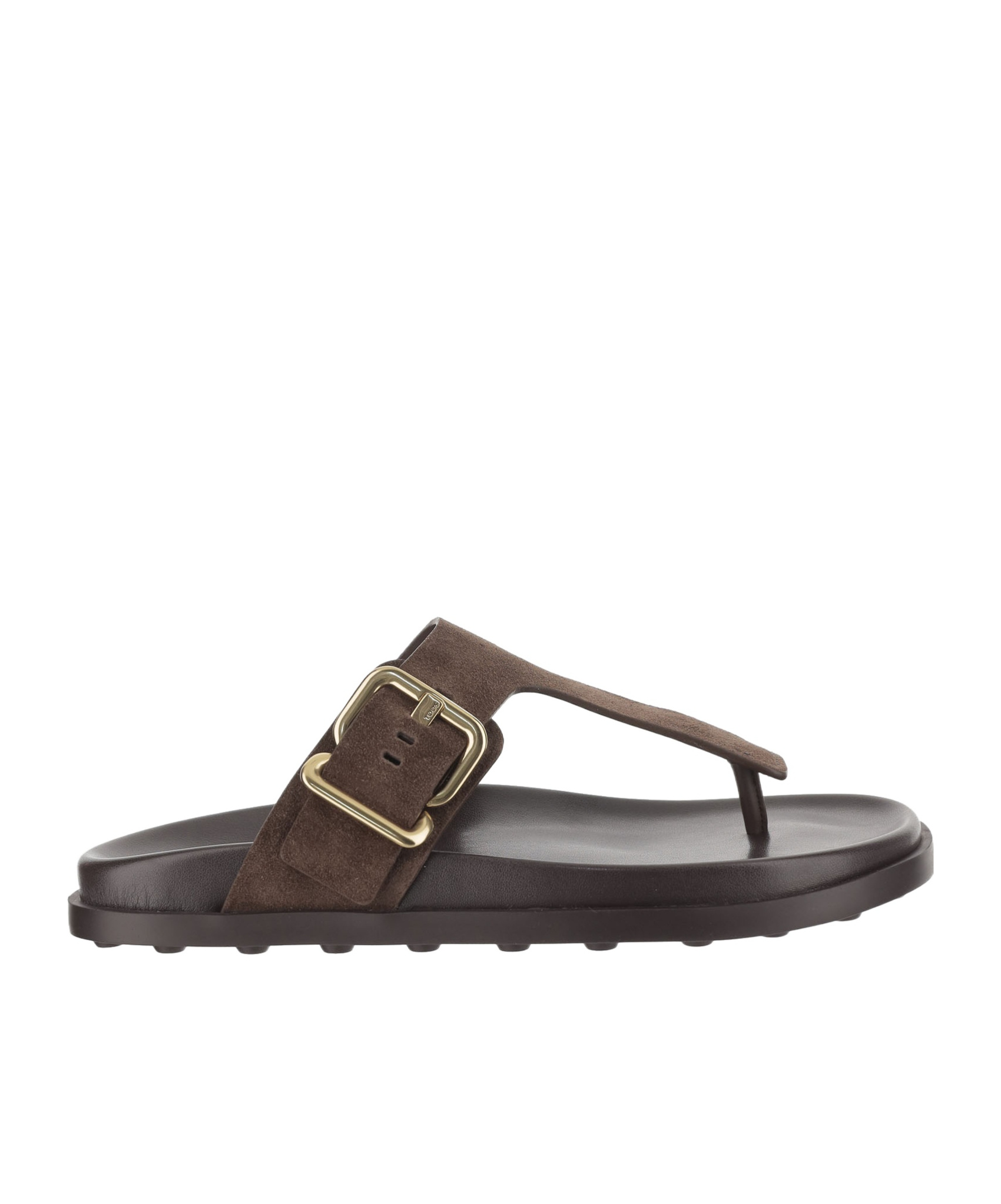 Tod's Buckle Detail Flat Sole Open Toe Slide In Black