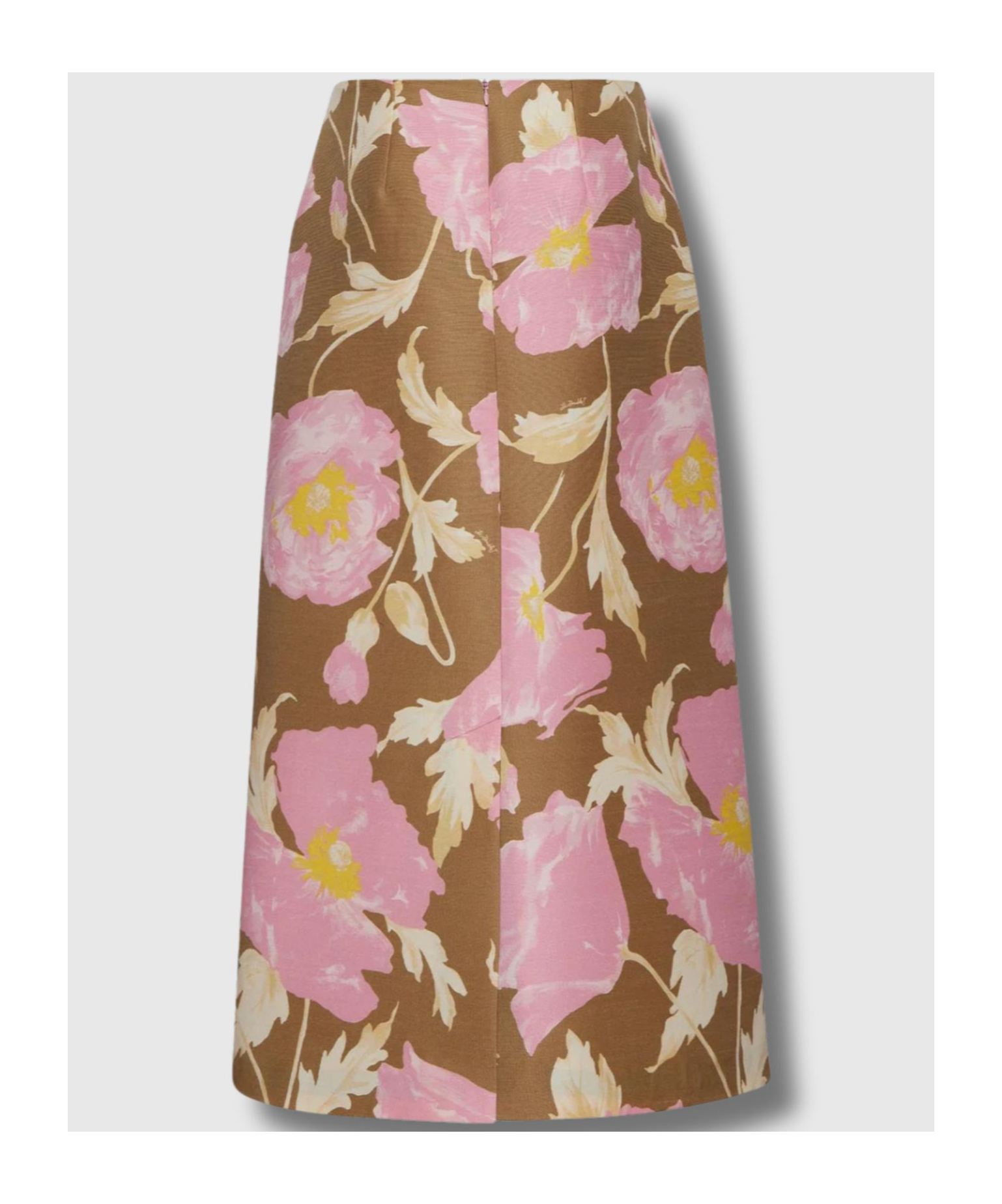 La Doublej Printed Wool-blend Cady Midi Skirt In Brown