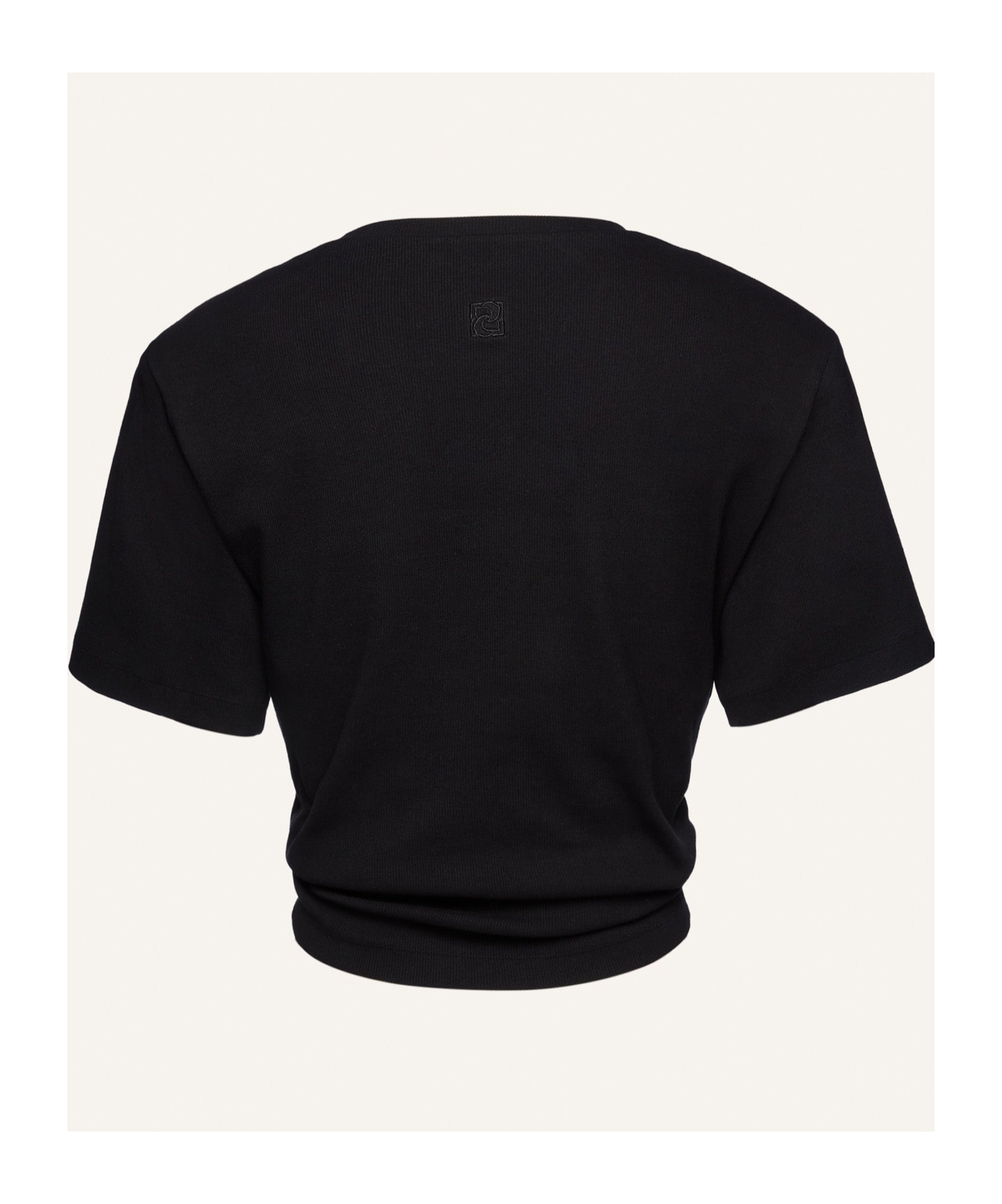 Magda Butrym Twist-front Ribbed Cotton-blend Jersey T-shirt In Black