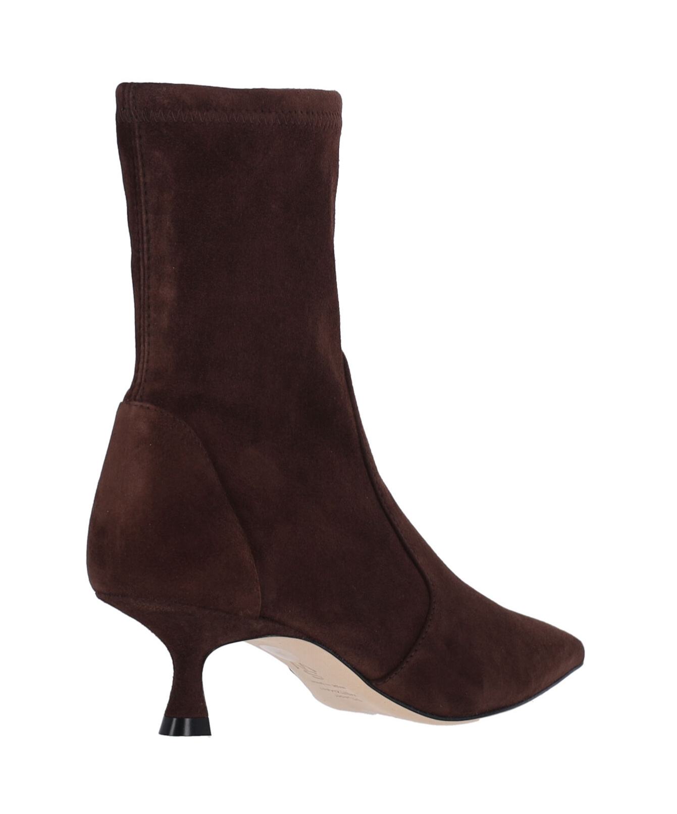 Stuart Weitzman Pointed Toe Kitten Heel Ankle Boots In Brown