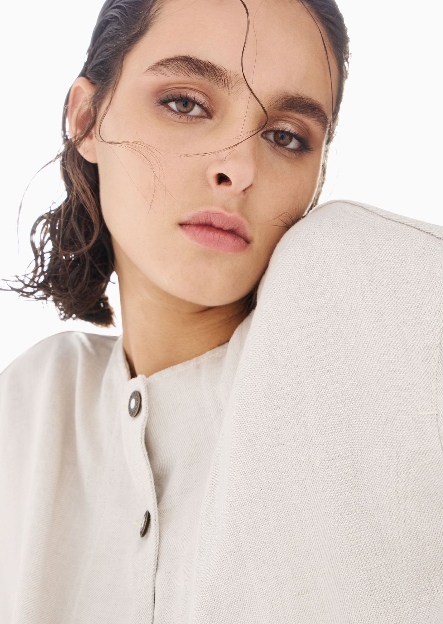 Shop Emporio Armani Single-breasted Collarless Jacket In White