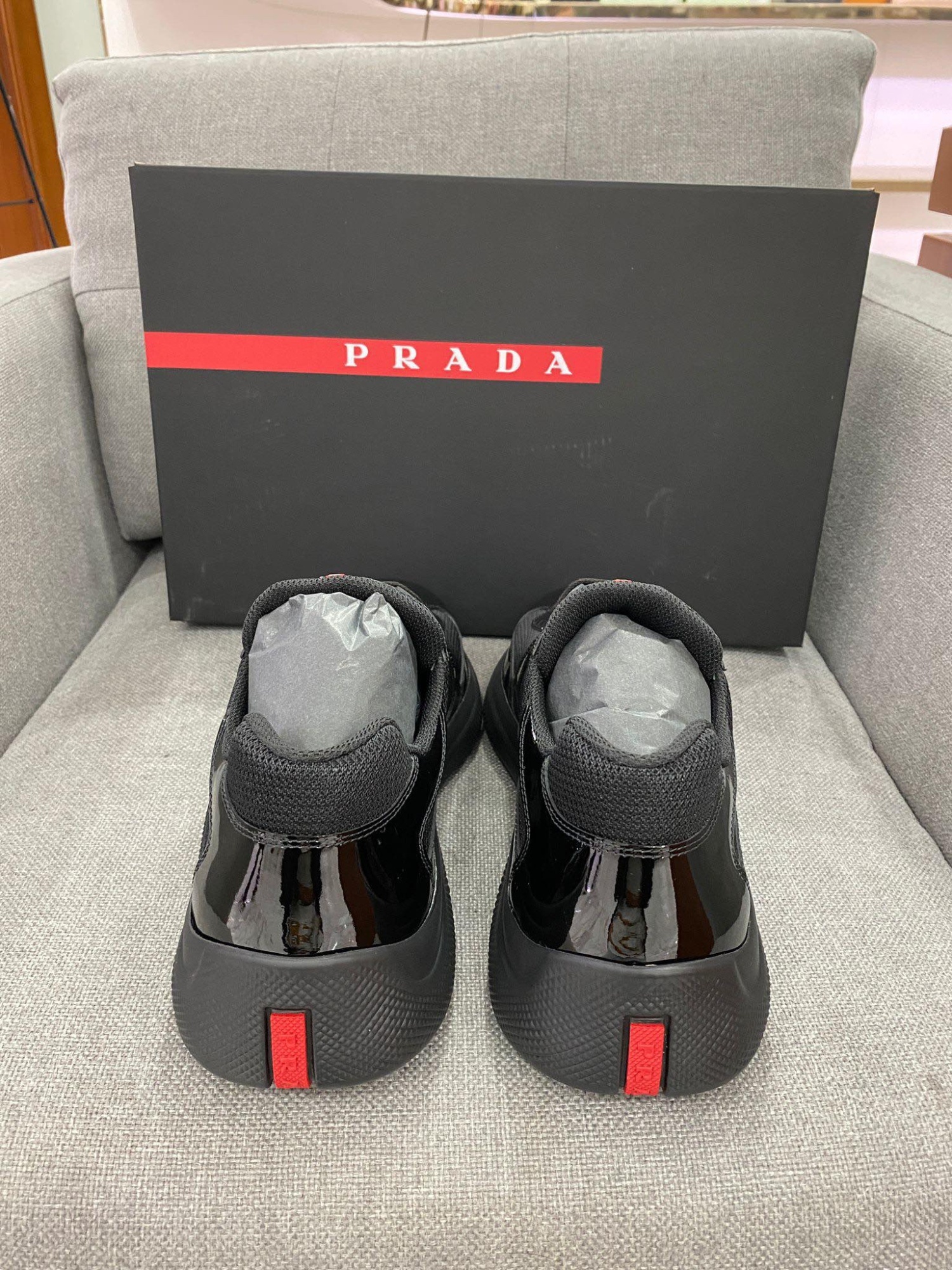 Prada Americas Cup Low-top Sneakers In Black