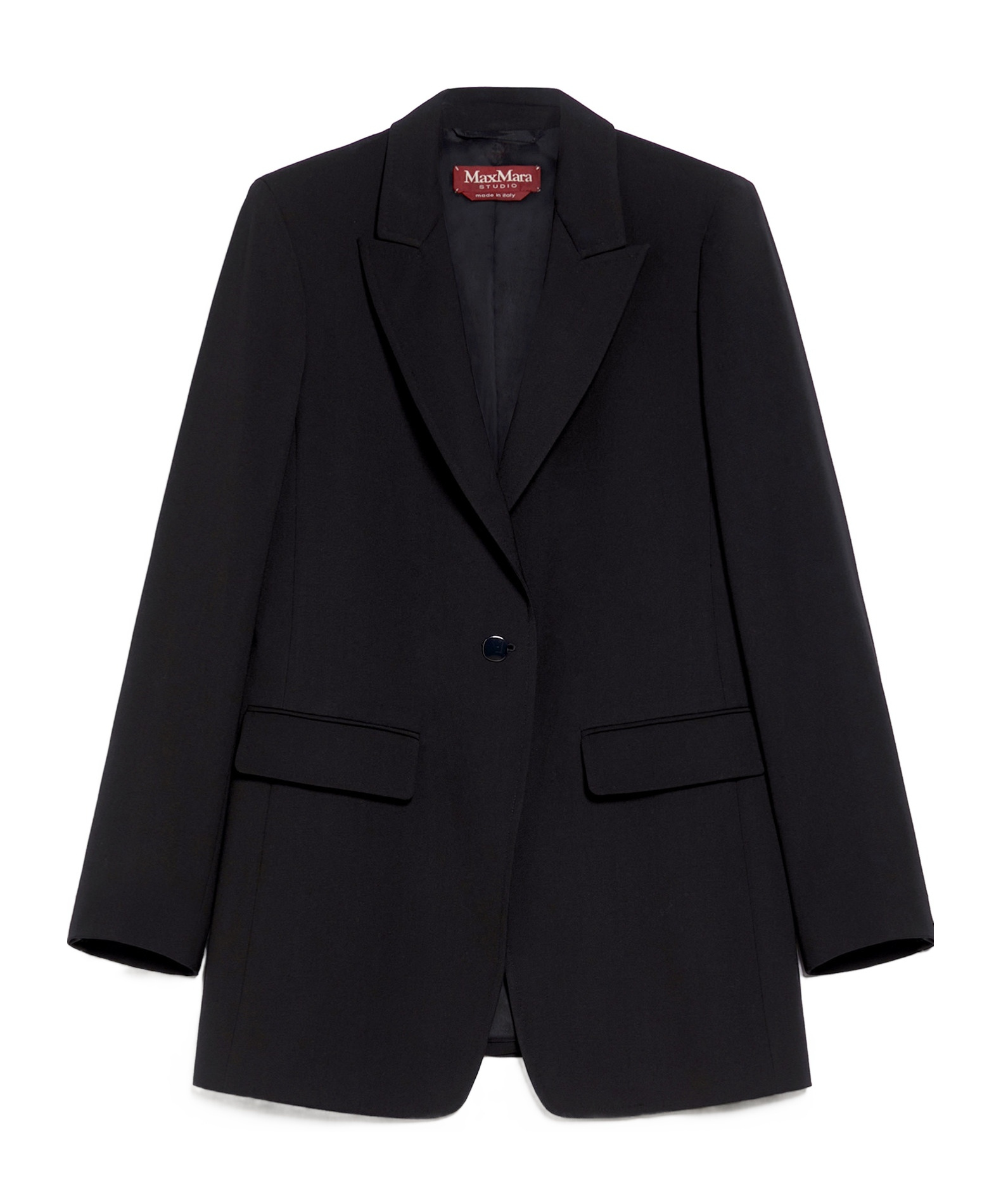 Max Mara Crepe Wool Suit Coat In Black