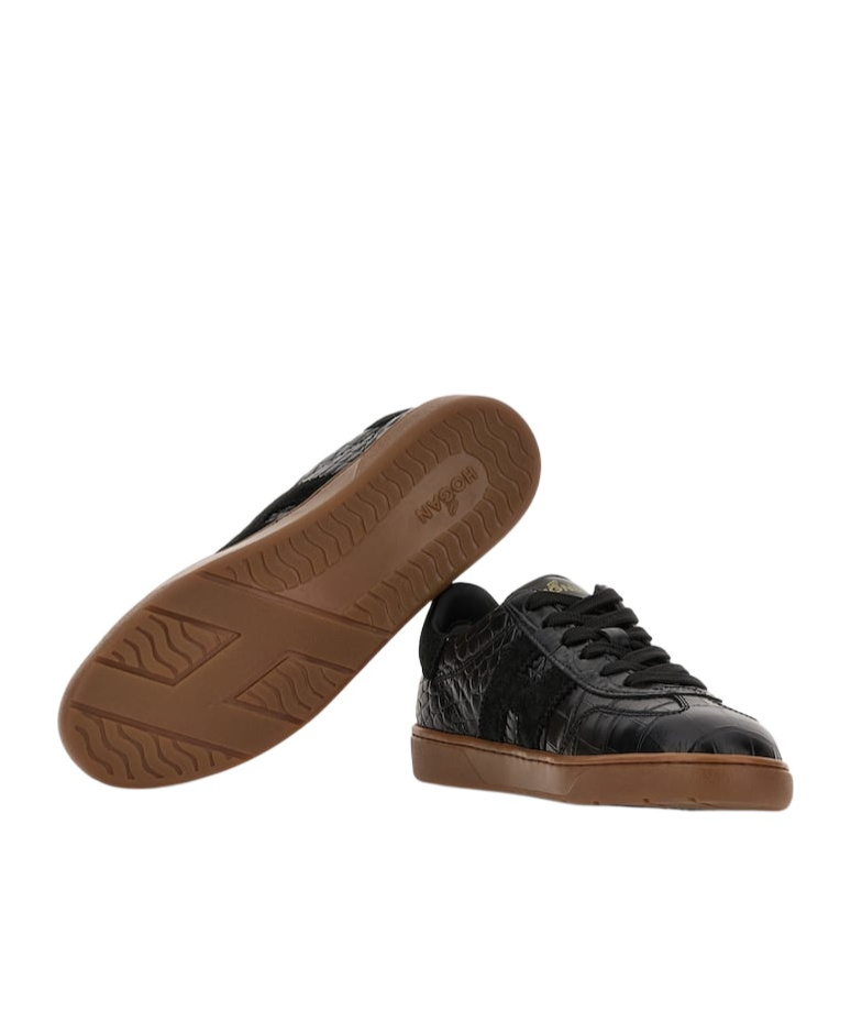Hogan Cool Embossed Lace-up Sneakers In Black