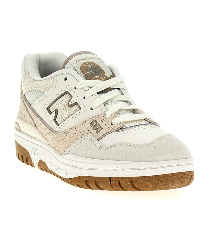Shop New Balance 550 Panelled Leather Sneakers In White