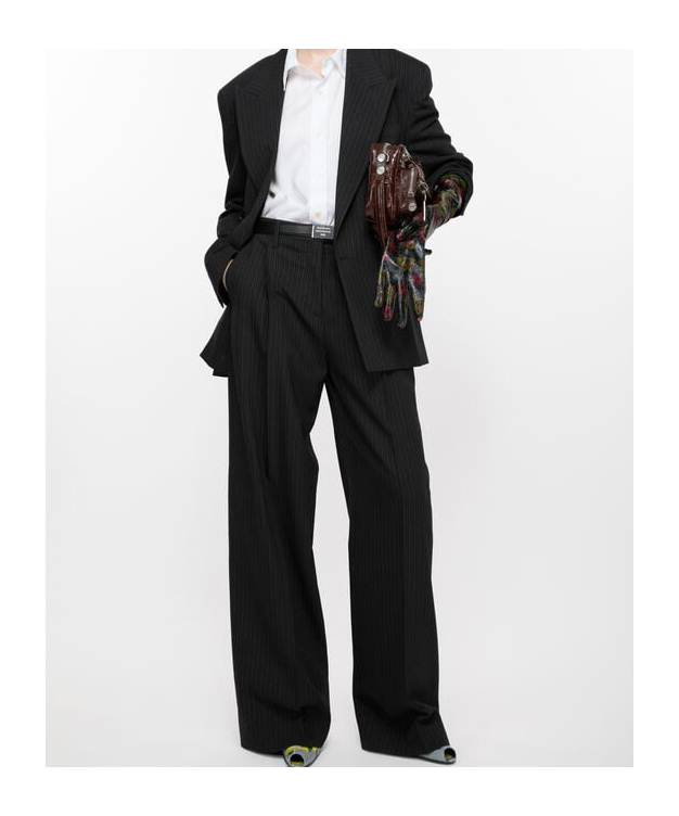 Acne Studios Pinstripe-print Wide-leg Trousers In Black