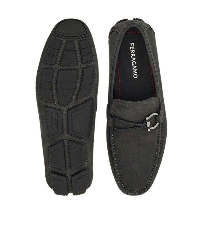Ferragamo Man Loafers Lead Size 9 Calfskin In Black