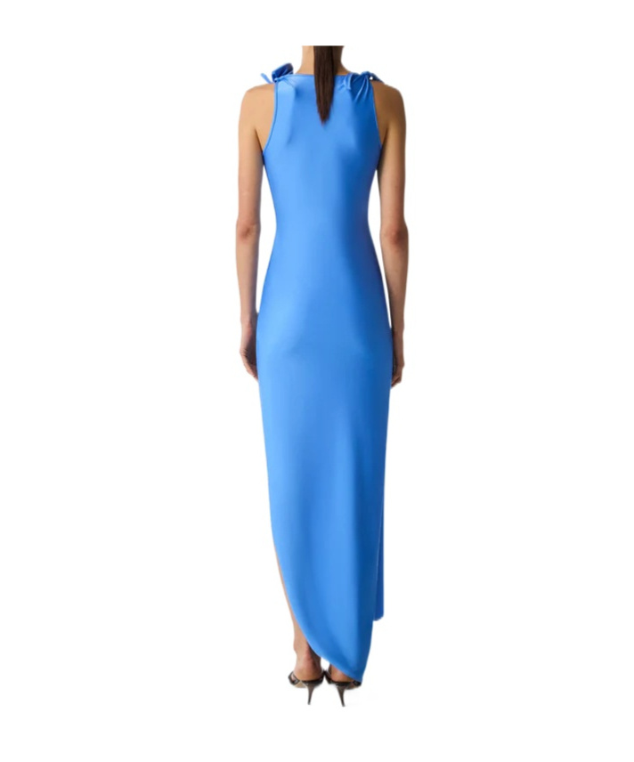 Coperni Asymmetrical Floral Dress In Blue