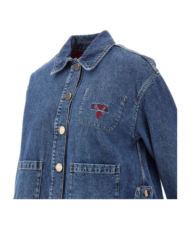 Emporio Armani Long-sleeved Denim Coat In Blue