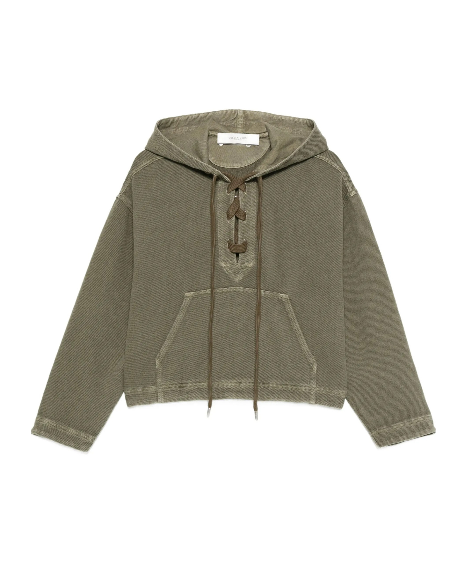 Golden Goose Hooded Sweatshirt With Lace-up Detail In Green