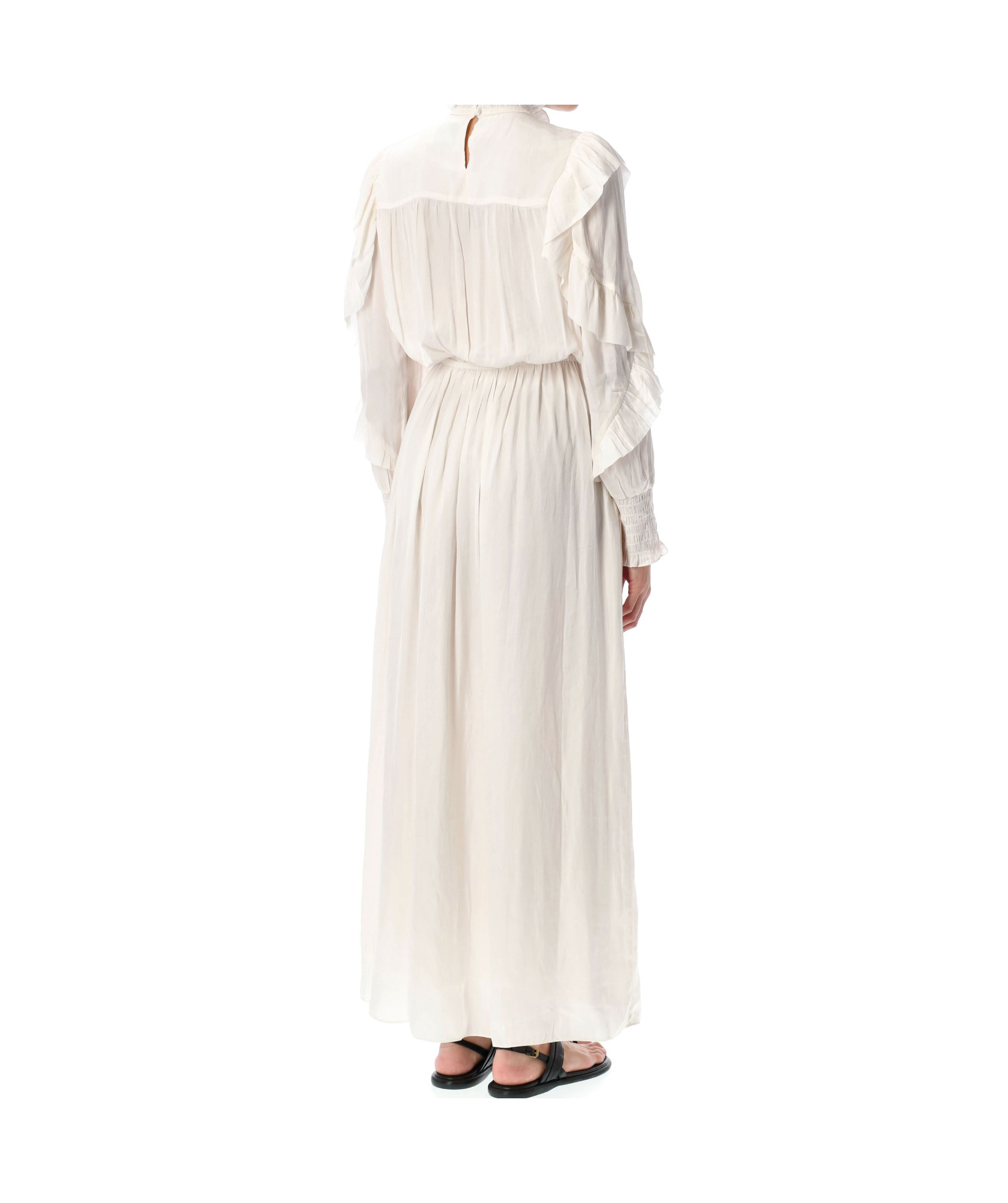 Isabel Marant Long Dress With Lace And Ruffles In White