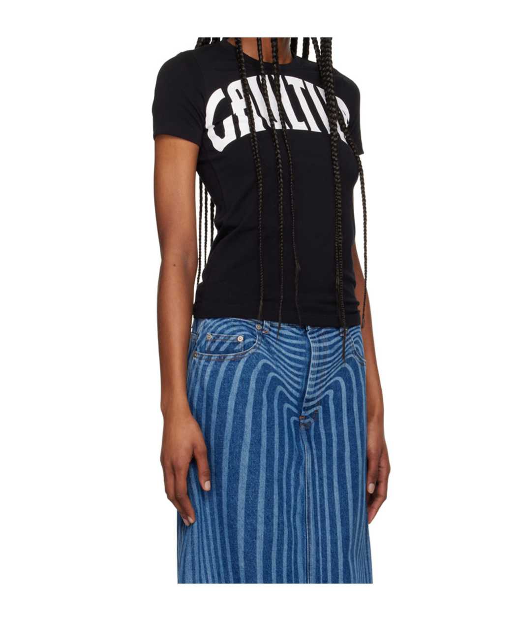 Jean Paul Gaultier Open-necked Black Shirt In Blue