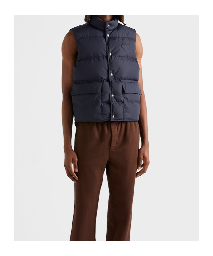 Prada Re-nylon Sleeveless Down Jacket In Blue