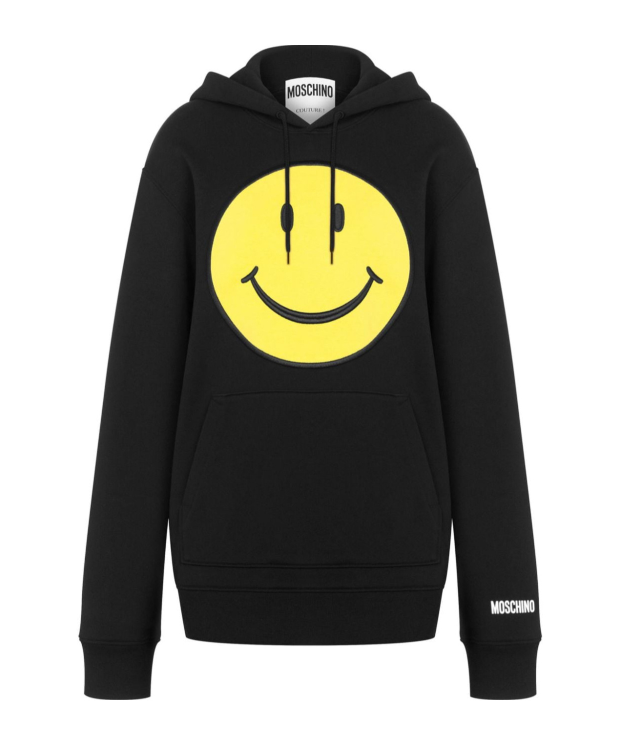 Shop Moschino Smiley Cotton Hoodie In Black