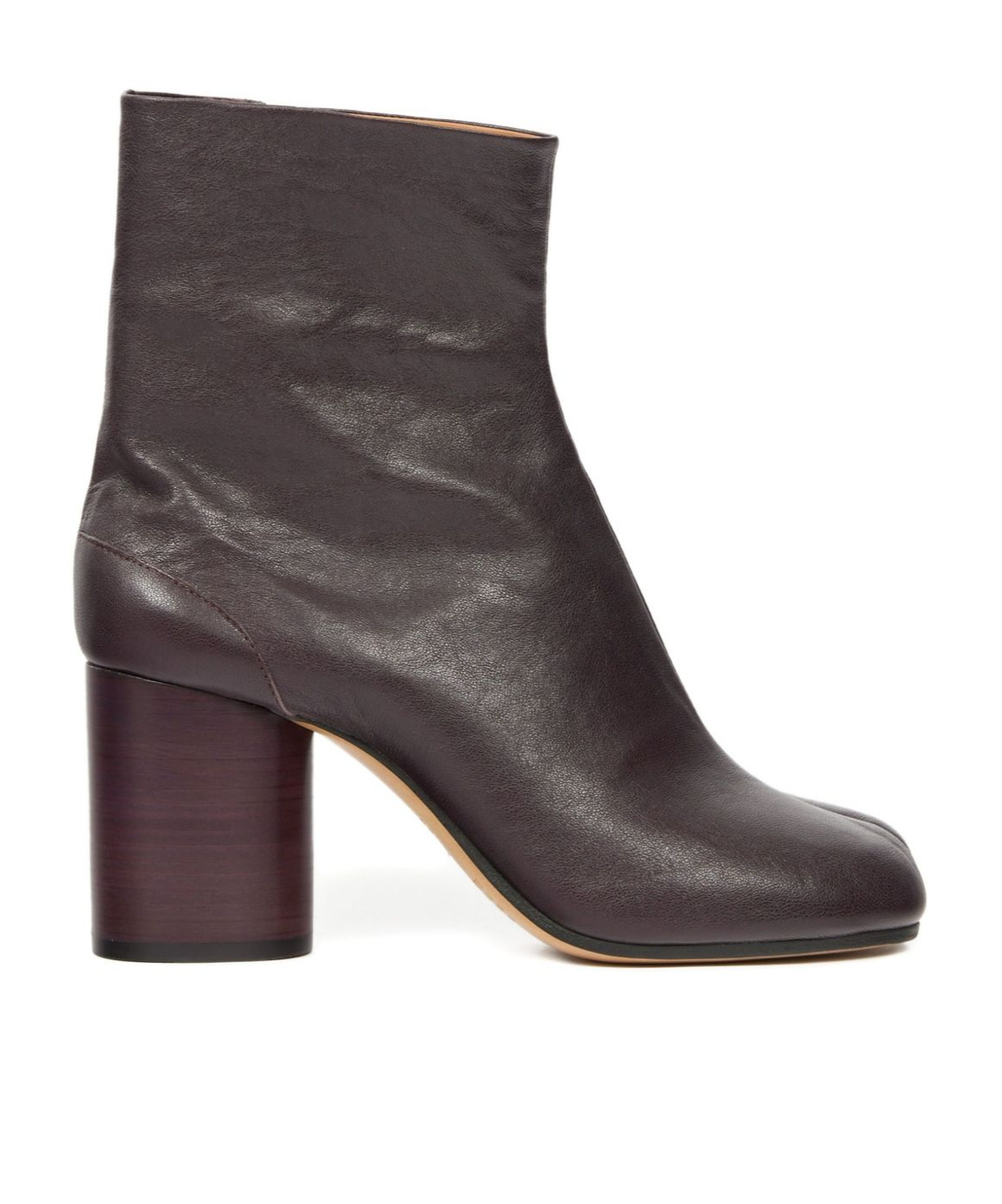 Maison Margiela Tabi High Heels Ankle Boots In Brown Leather In Black