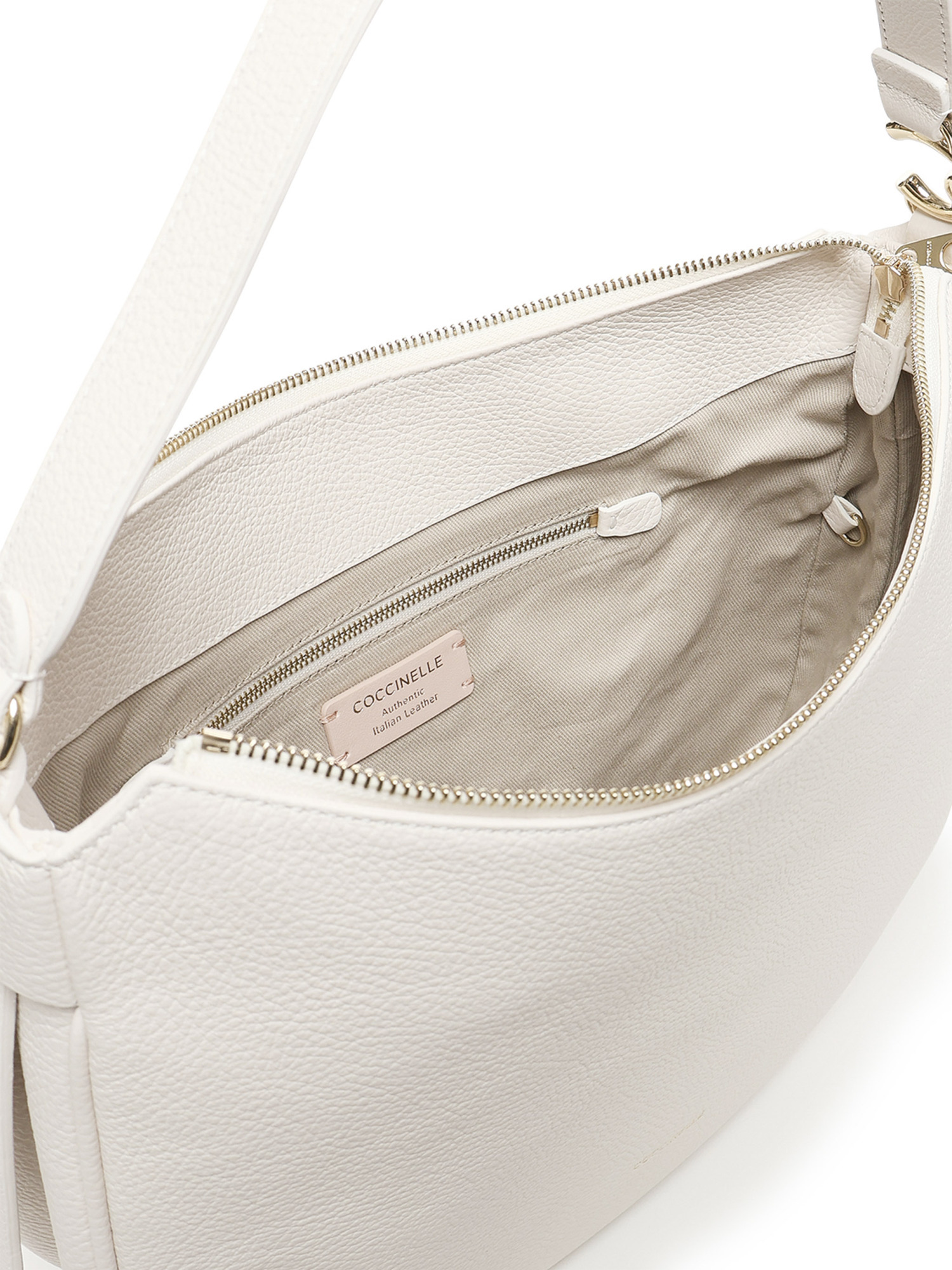 Coccinelle C-easy Zip-up Medium Shoulder Bag In White